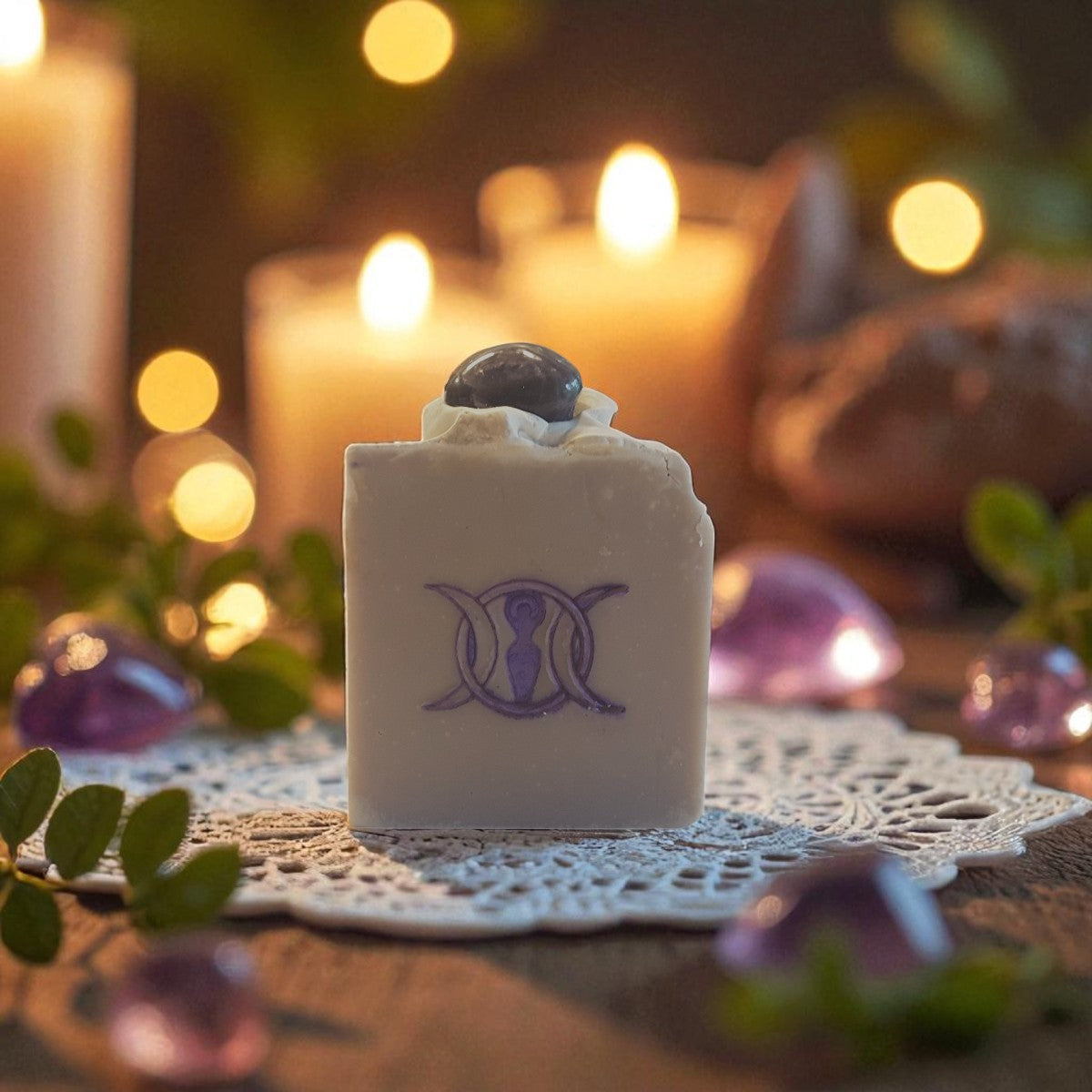 amethyst crystal vegan soap