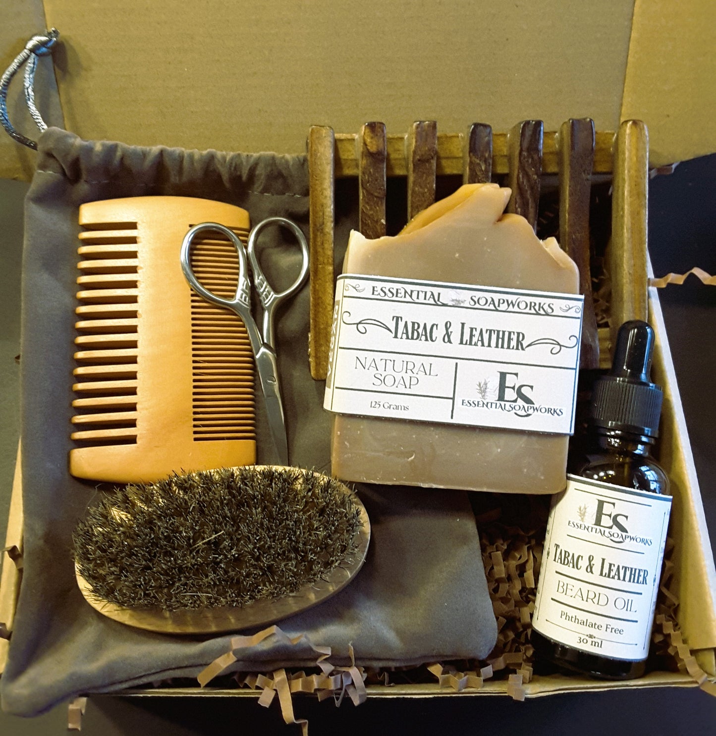 Deluxe Tabac & Leather Beard Grooming Kit