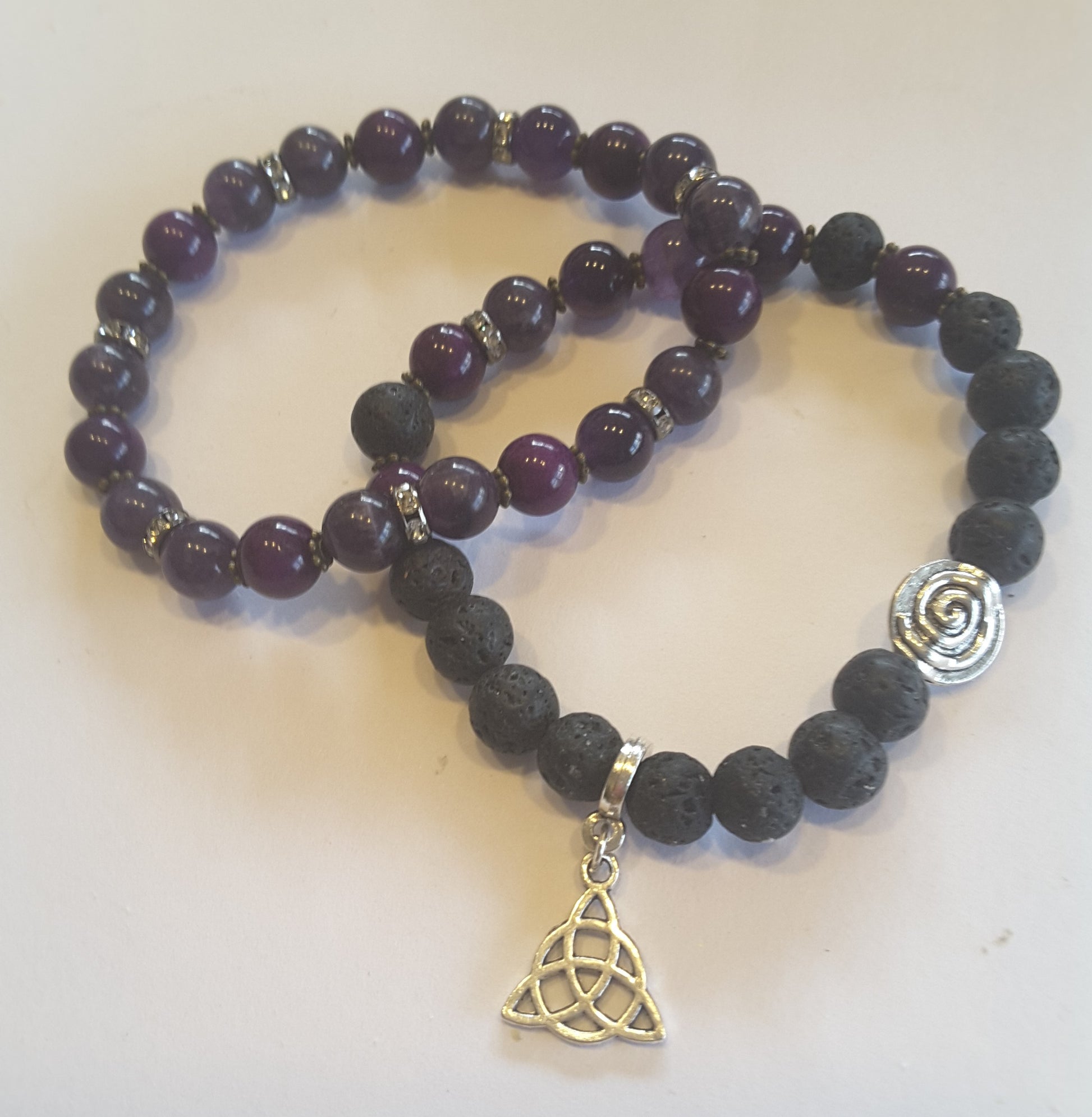 Amethyst Mind, Body & Spirit Self-Care Box amethyst crystal bracelets with triquetra charm