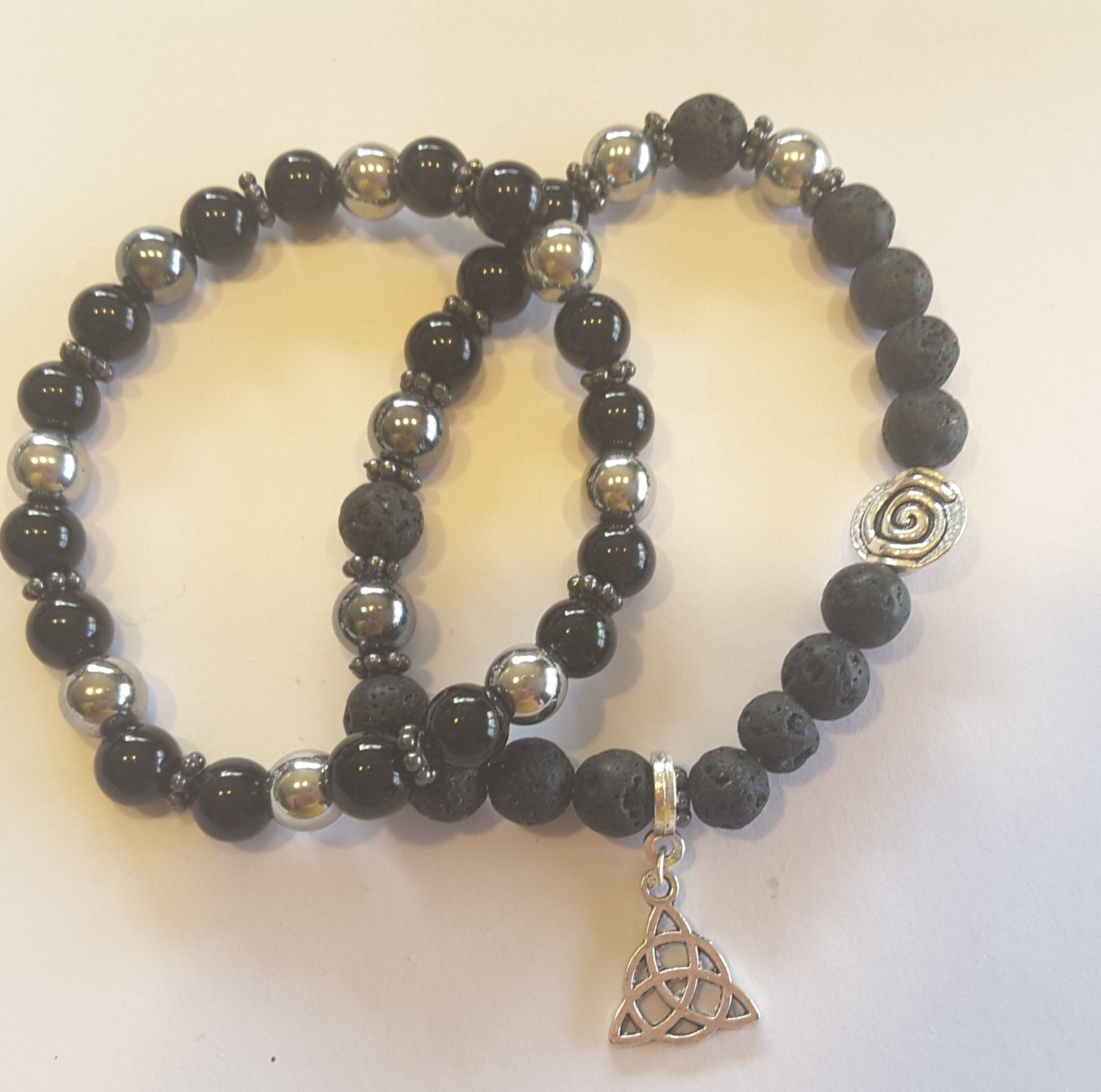 Obsidian Mind, Body & Spirit Self-Care Box obsidian crystal bracelets with triquetra charm
