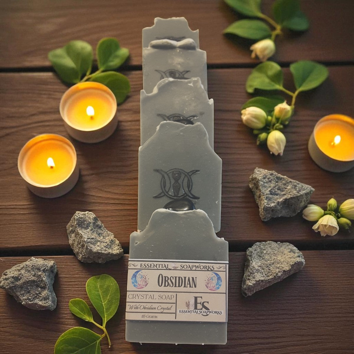 obsidian crystal soap