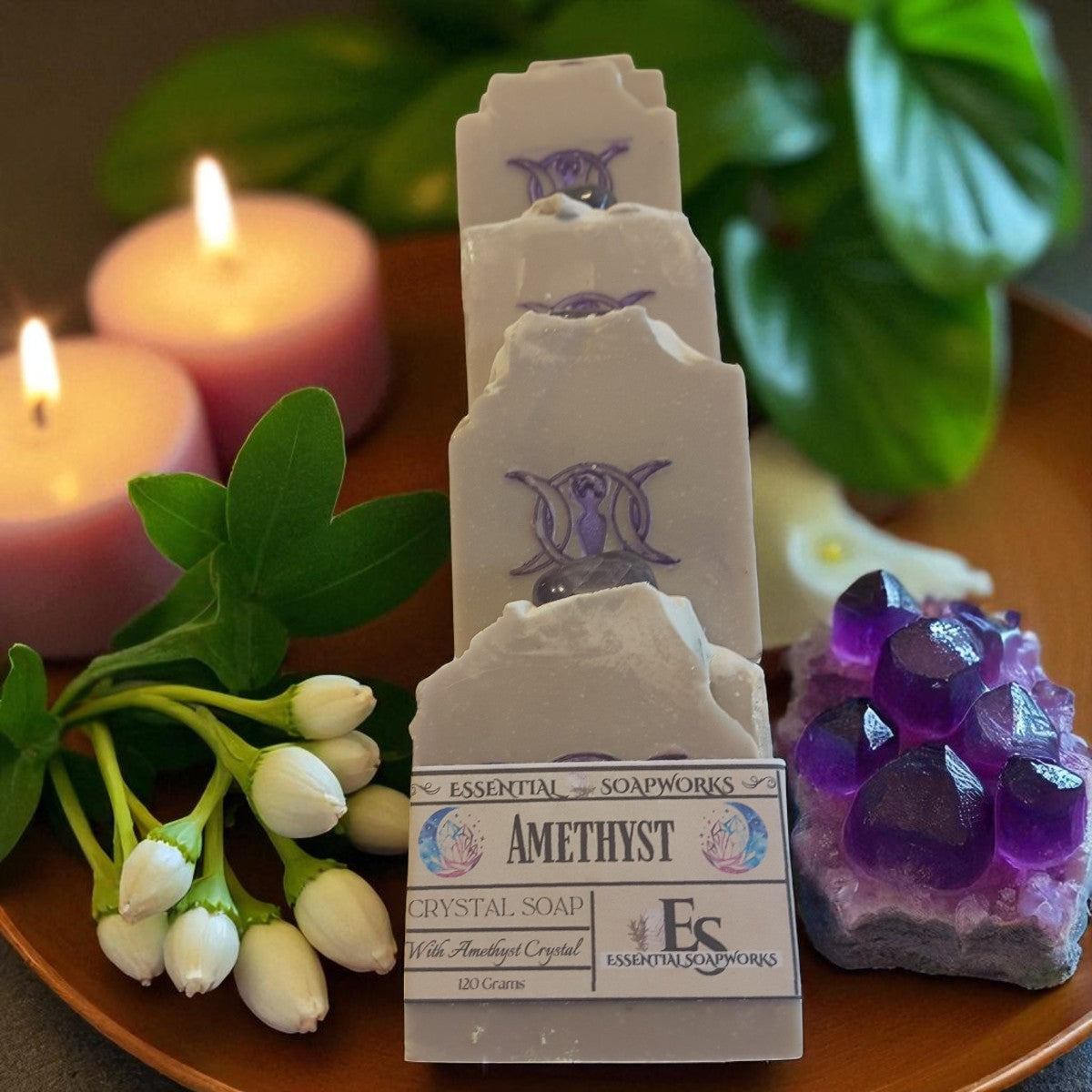 amethyst crystal vegan soap