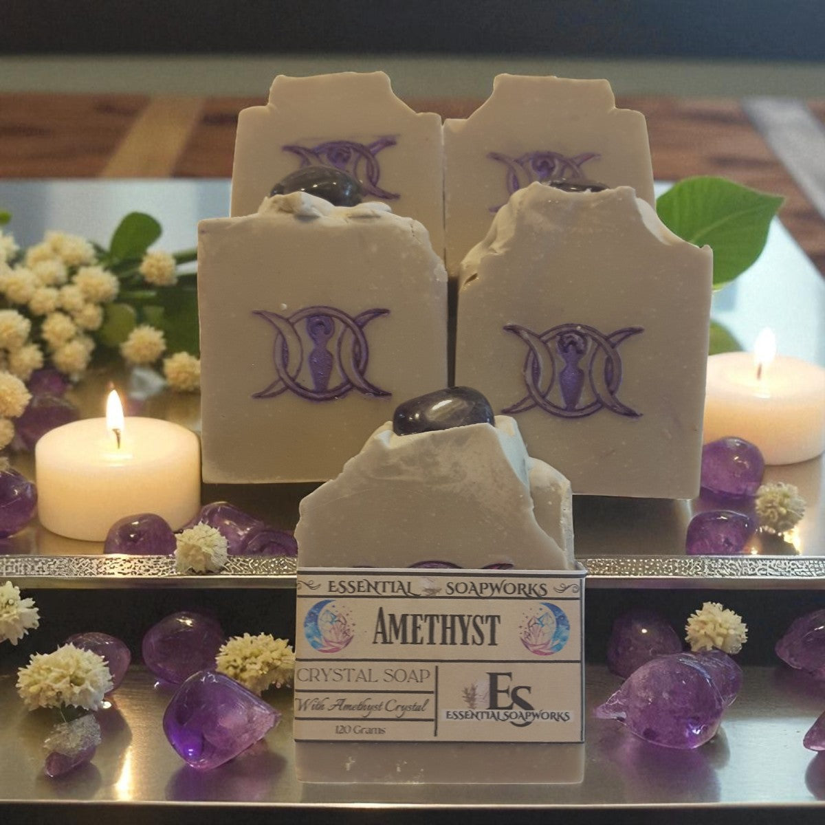 amethyst crystal vegan soap