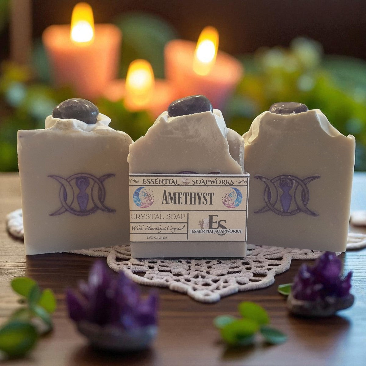 amethyst crystal vegan soap