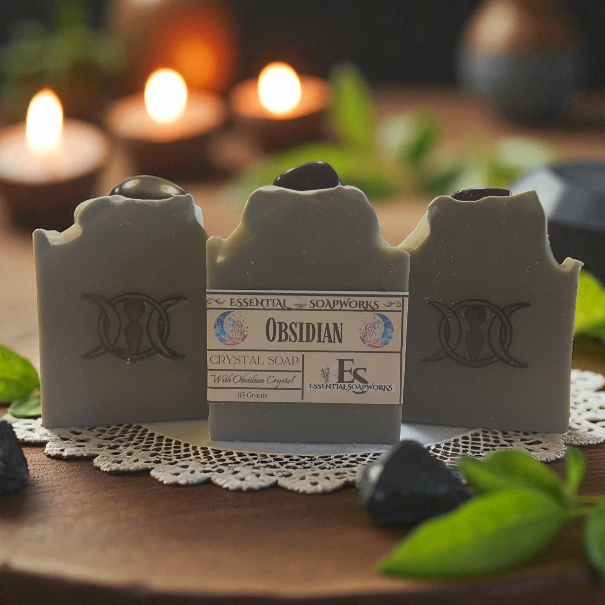 obsidian crystal soap