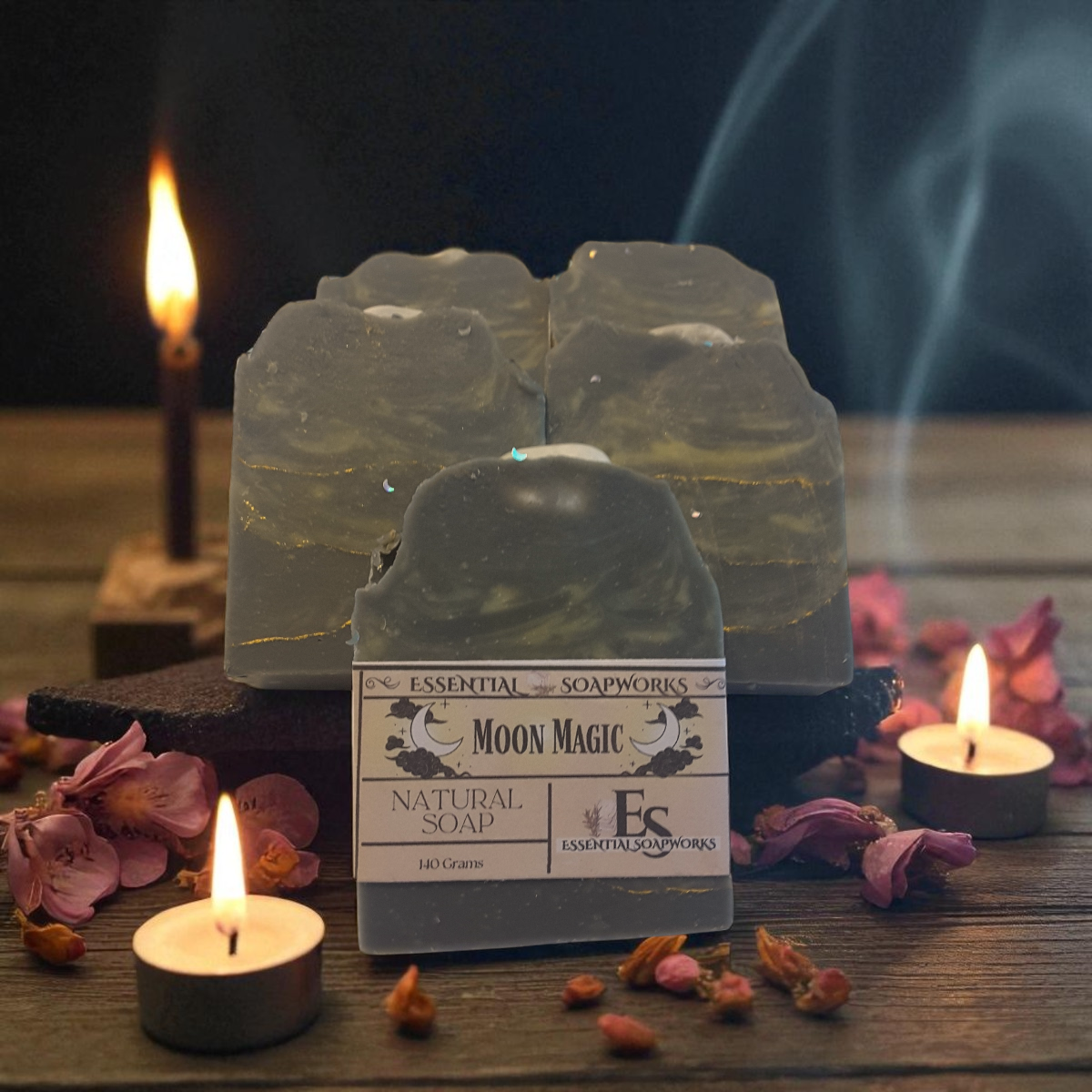 moon magic soap with moonstone crystal