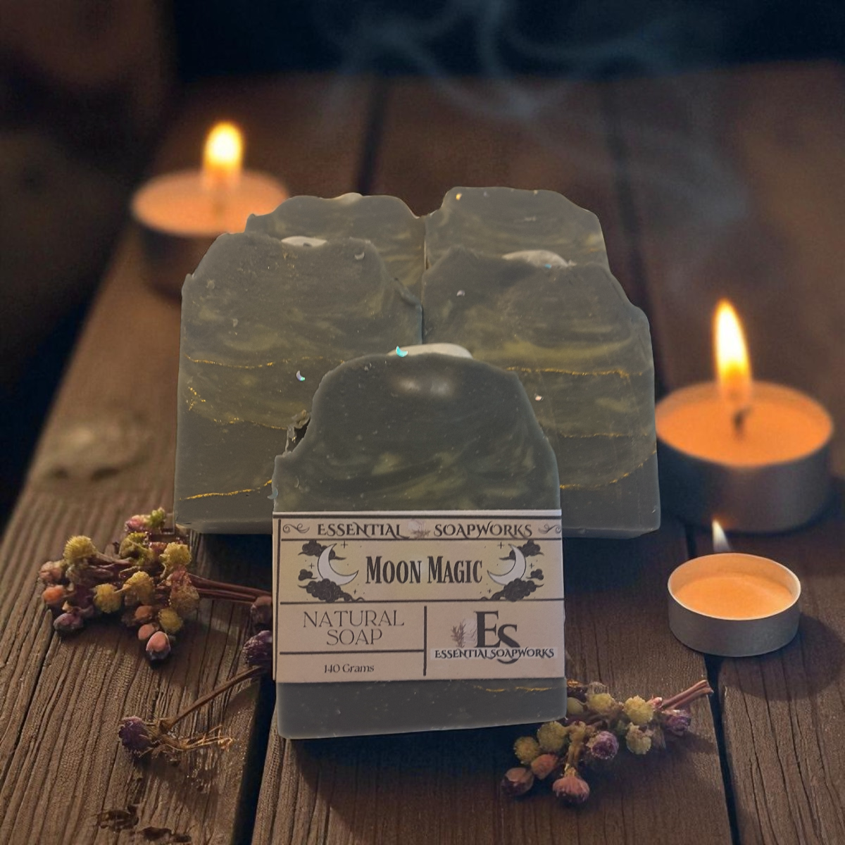 moon magic soap with moonstone crystal