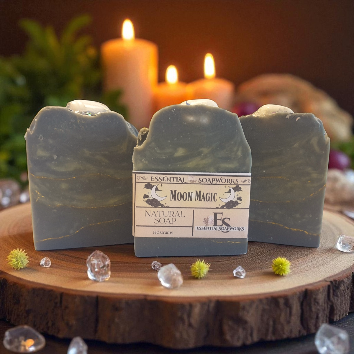 moon magic soap with moonstone crystal